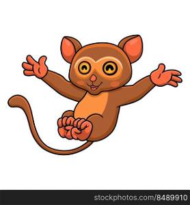 Cute little tarsier cartoon posing
