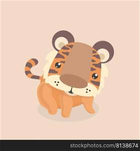 Cute little tiger on pastel background.. Cute little tiger 