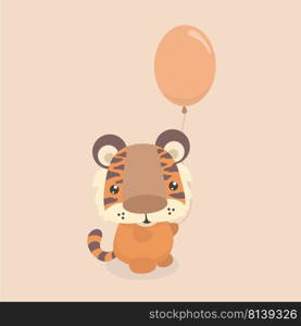 Cute little tiger on pastel background.. Cute little tiger 