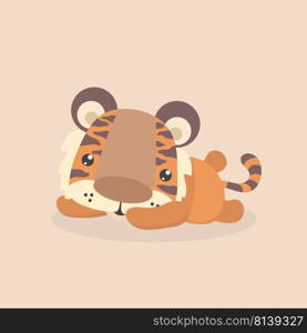 Cute little tiger on pastel background.. Cute little tiger 