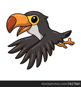 Cute little toucan bird cartoon flying