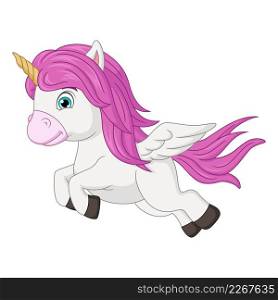 Cute little unicorn cartoon running