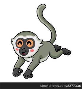 Cute little vervet monkey cartoon jumping