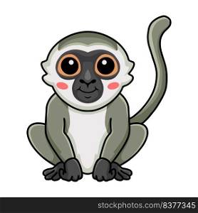 Cute little vervet monkey cartoon sitting