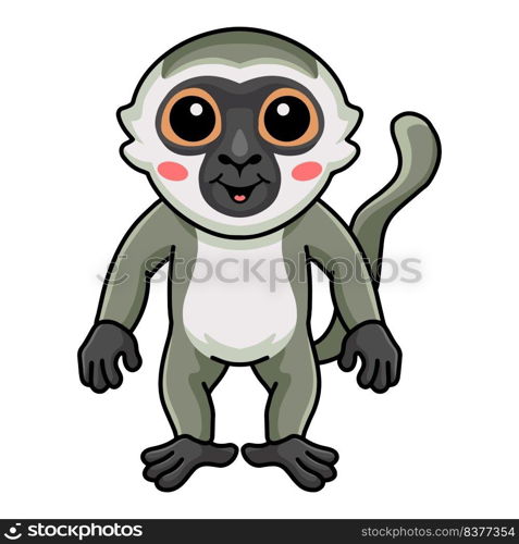 Cute little vervet monkey cartoon standing