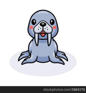 Cute little walrus cartoon posing