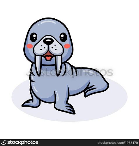 Cute little walrus cartoon posing