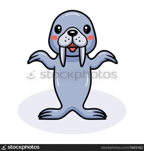 Cute little walrus cartoon standing