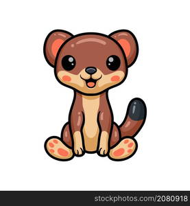 Cute little weasel cartoon sitting