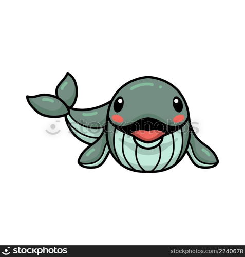 Cute little whale cartoon swimming