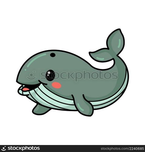 Cute little whale cartoon swimming