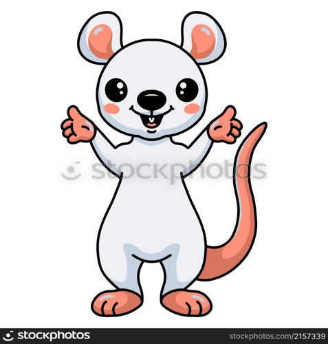 Cute little white mouse cartoon presenting