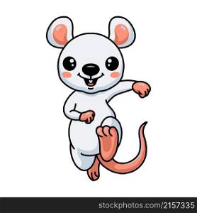 Cute little white mouse cartoon running