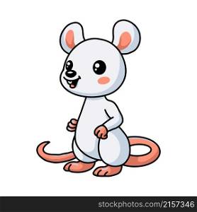Cute little white mouse cartoon standing