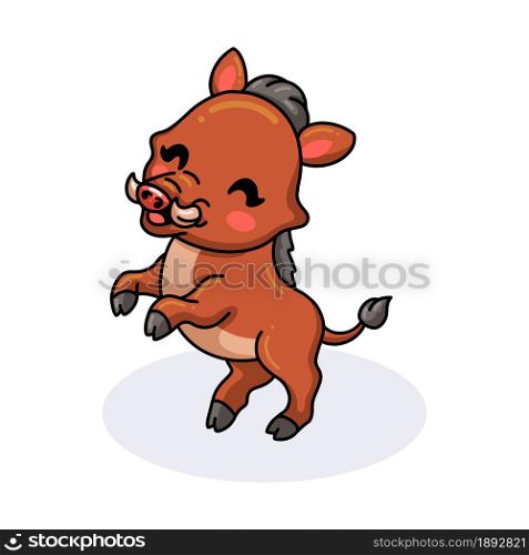 Cute little wild boar cartoon standing