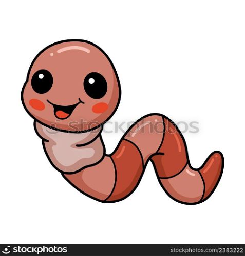 Cute little worm cartoon character 