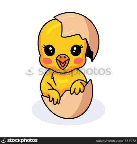 Cute little yellow chick cartoon inside an egg