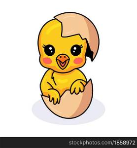 Cute little yellow chick cartoon inside an egg