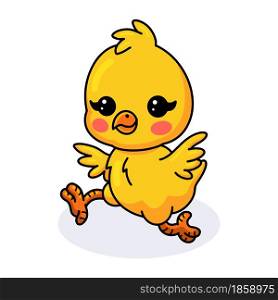Cute little yellow chick cartoon running