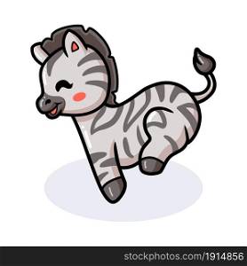 Cute little zebra cartoon jumping