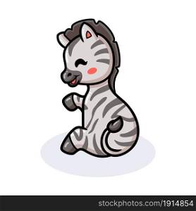 Cute little zebra cartoon sitting