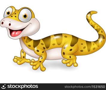 Cute lizard posing isolated on white background
