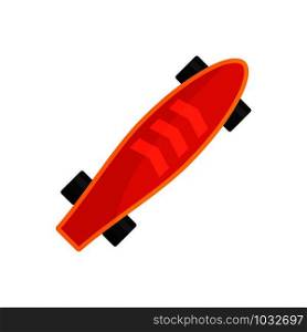 Cute longboard icon. Flat illustration of cute longboard vector icon for web design. Cute longboard icon, flat style