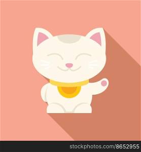 Cute lucky cat icon flat vector. Japan neko. Chinese animal. Cute lucky cat icon flat vector. Japan neko