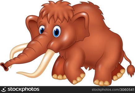 Cute mammoth cartoon isolated on white background