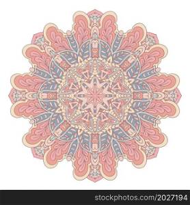 Cute mandala on white isolated background. Vector boho mandala in peach colors. Medallion with floral patterns. Yoga template. mandala on white isolated background. Vector boho mandala in green and pink colors. Mandala with floral patterns. Yoga template