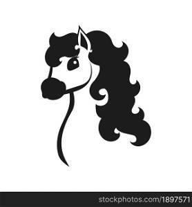 Cute mermaid horse. Black silhouette. Design element. Vector illustration isolated on white background. Template for books, stickers, posters, cards, clothes.. Cute horse. Black silhouette. Design element. Vector illustration isolated on white background. Template for books, stickers, posters, cards, clothes.