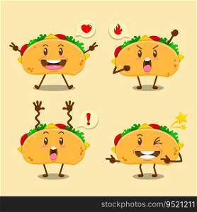 Cute Mexican Taco Character Set