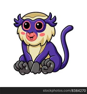 Cute mona monkey cartoon sitting