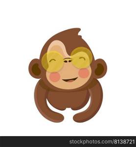 Cute monkey cartoon on white background. . Cute monkey cartoon 