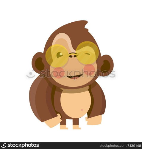 Cute monkey cartoon on white background. . Cute monkey cartoon 