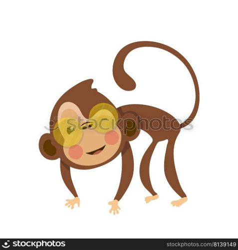 Cute monkey cartoon on white background. . Cute monkey cartoon 