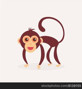 Cute monkey cartoon on white background. . Cute monkey cartoon 