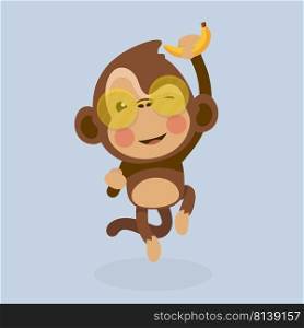 Cute monkey cartoon on white background.. Cute monkey cartoon 