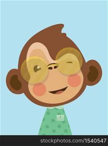 Cute monkey.Childish print for nursery,kids apparel,poster,postcard.. Cute monkey.