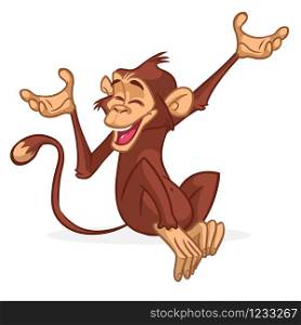 Cute Monkey Chimpanzee Flat Bright Color Simplified Vector Illustration In Fun Cartoon Style Design