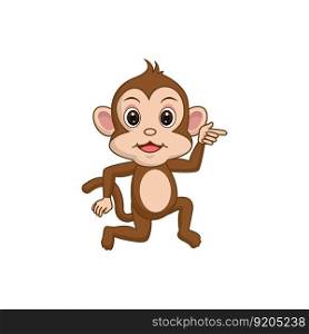Cute monkey in cartoon style isolated. Monkey mascot on white background vector illustration