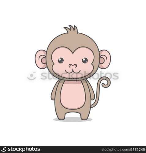 Cute Monkey Simple Cartoon Character