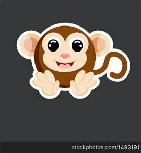 cute monkey sticker template in flat vector style