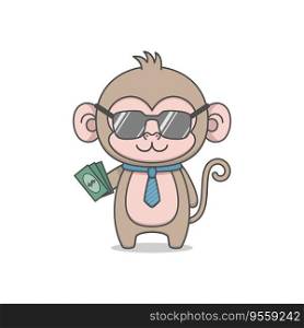 Cute Monkey With Sun Glasses And Money