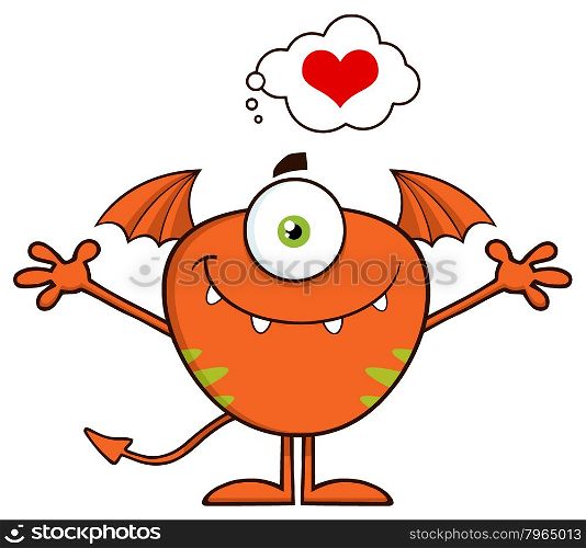 Cute Monster Character With A Heart And Open Arms