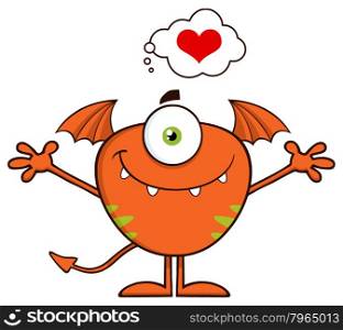 Cute Monster Character With A Heart And Open Arms