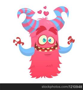 Cute monster giving a hug. Catoon character illustrated