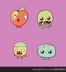 Cute monster various emotions vector