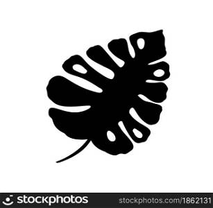 Cute monstera leaf summer doodle icon logo cutout. Vector scandinavian design tropical element for your story text.. Cute monstera leaf summer doodle icon logo cutout. Vector scandinavian design tropical element for your story text