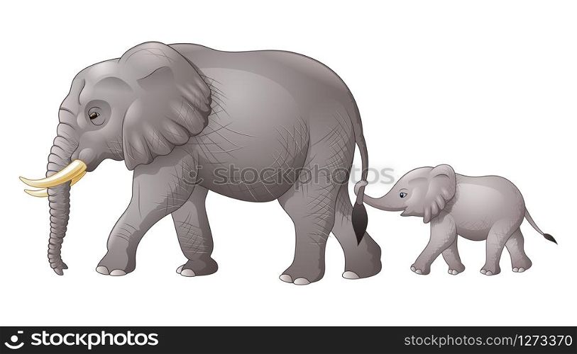 Cute mother and baby elephant